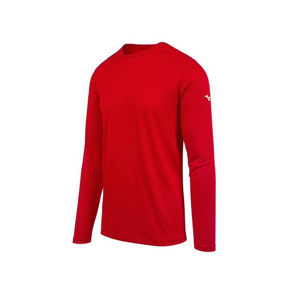 Mizuno Long Sleeve - Erkek Tişört - Kırmızı Türkiye (UXBHGZ-239)